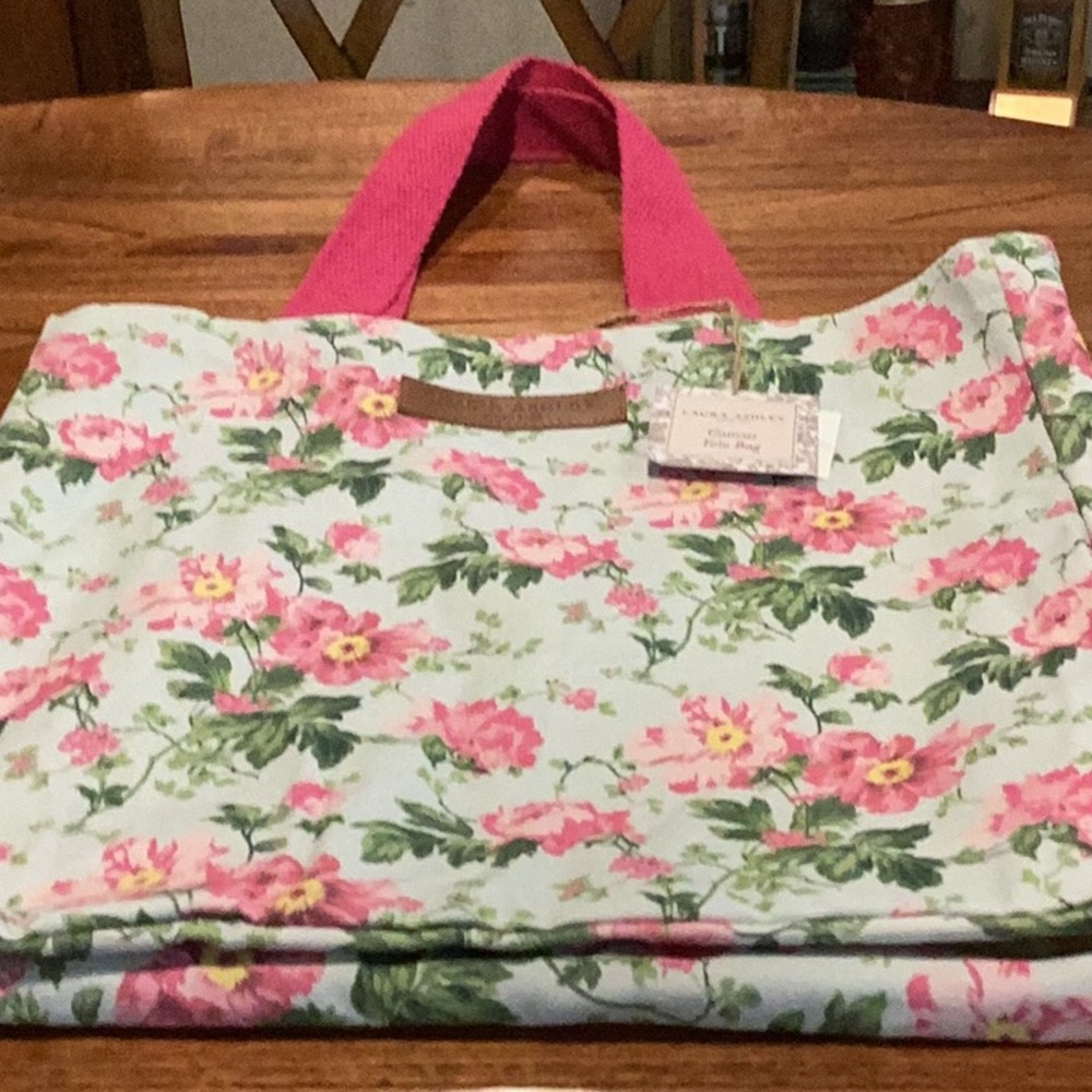 Laura Ashley Floral Tote Bag in Light Blue and Pink